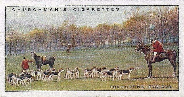 Postcard depicting a fox hunt