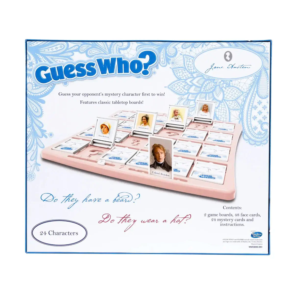 Jane Austen themed Guess Who back of the box