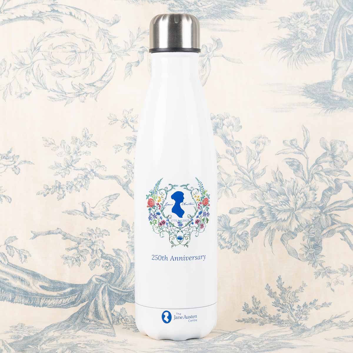 Water bottle against a Regency cloth background