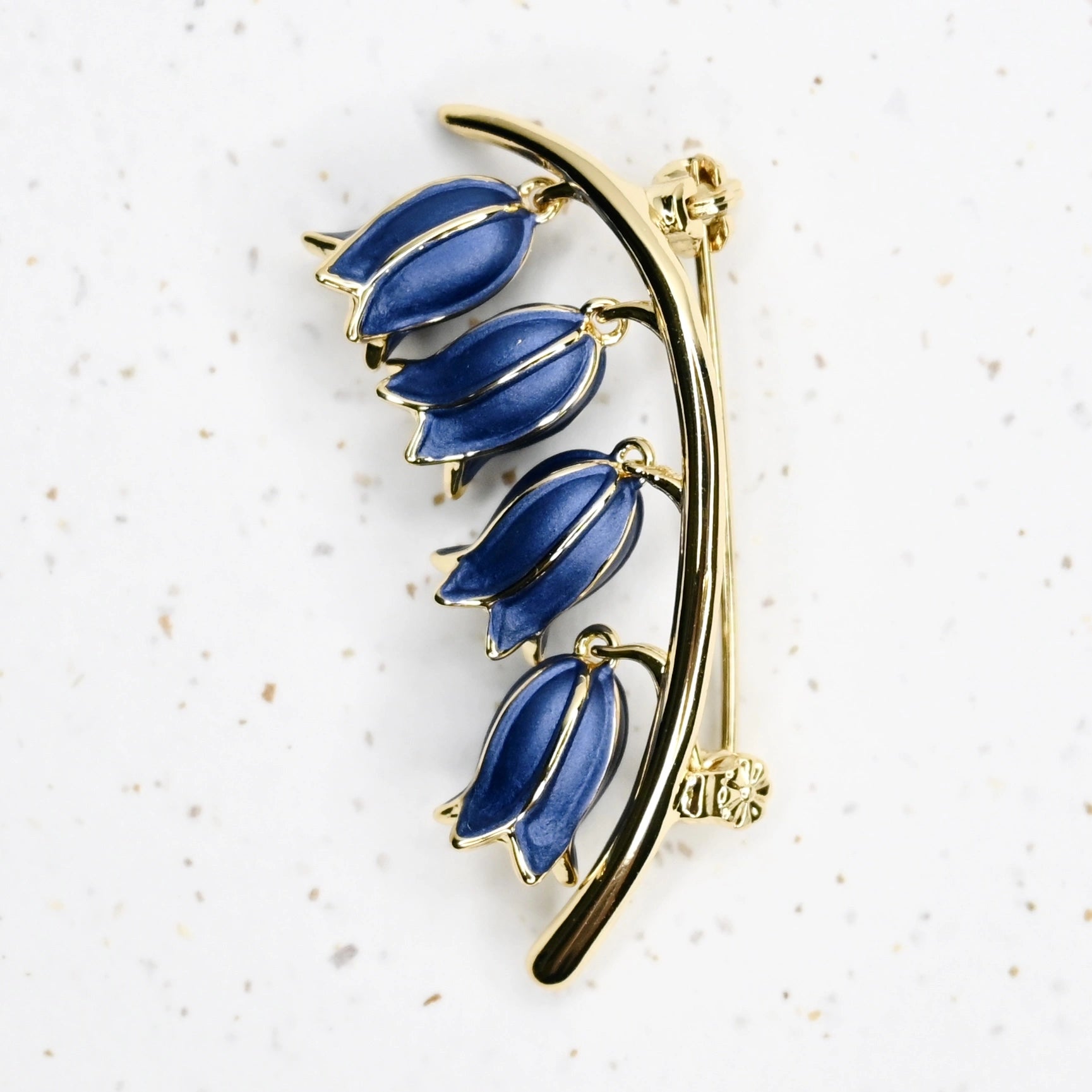 Hartfield Handcrafted Bluebell Brooch in Gold