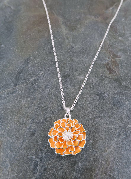 Chawton Marigold Handcrafted Necklace in Silver
