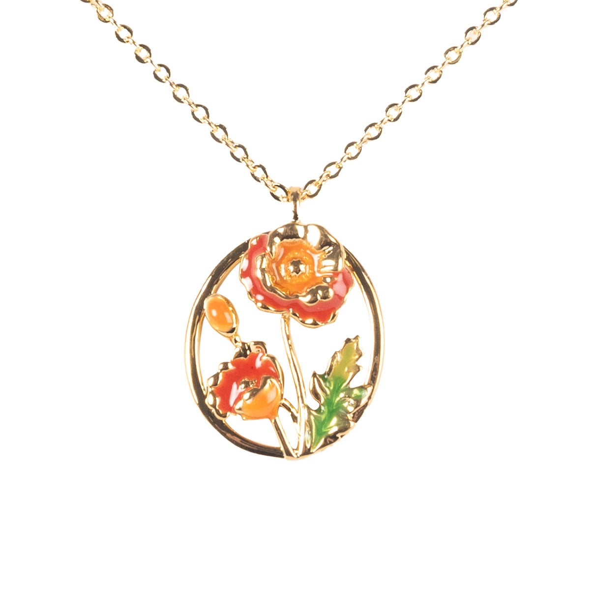 August birth flower necklace with gold chain