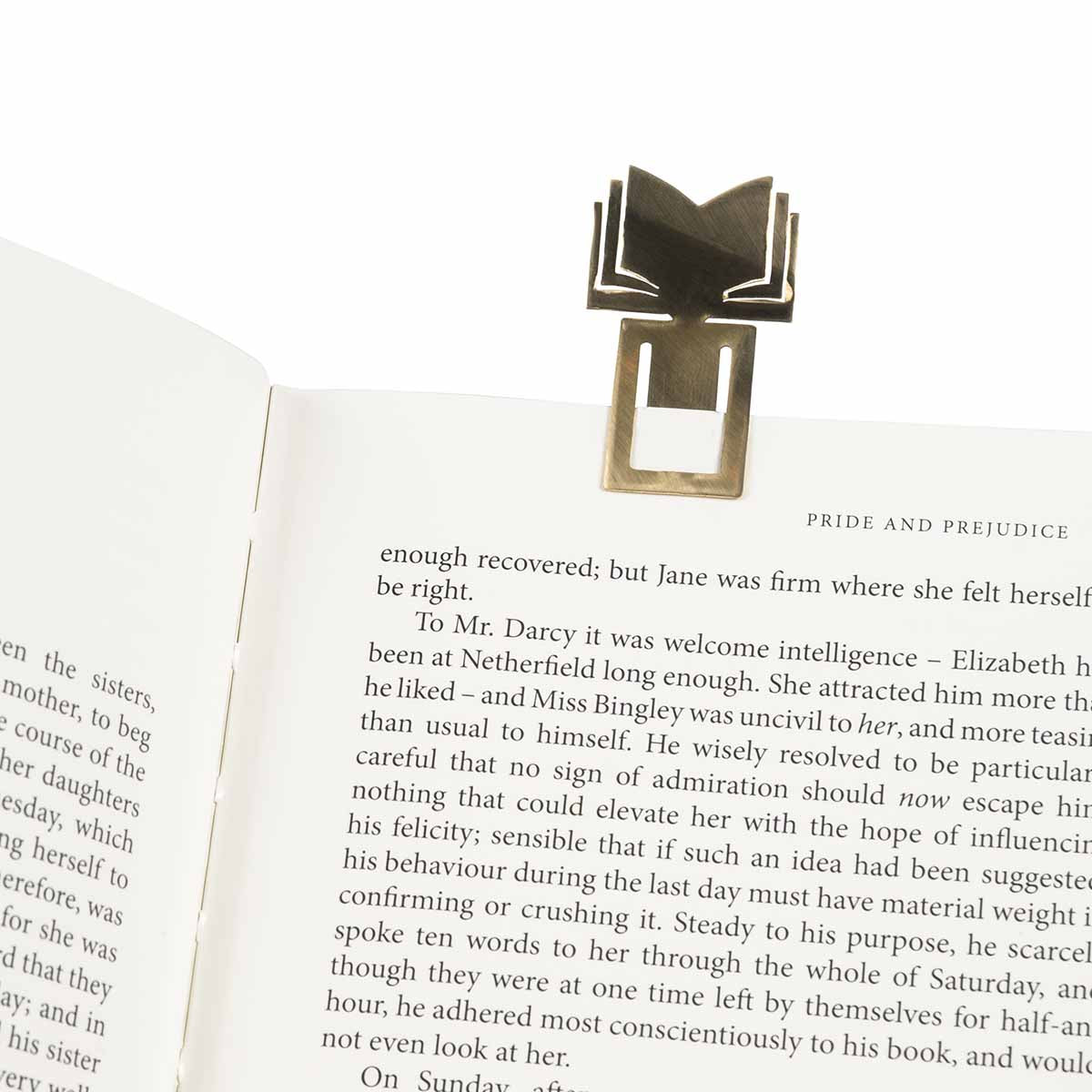 Brass Book mark with silhouette of an open book