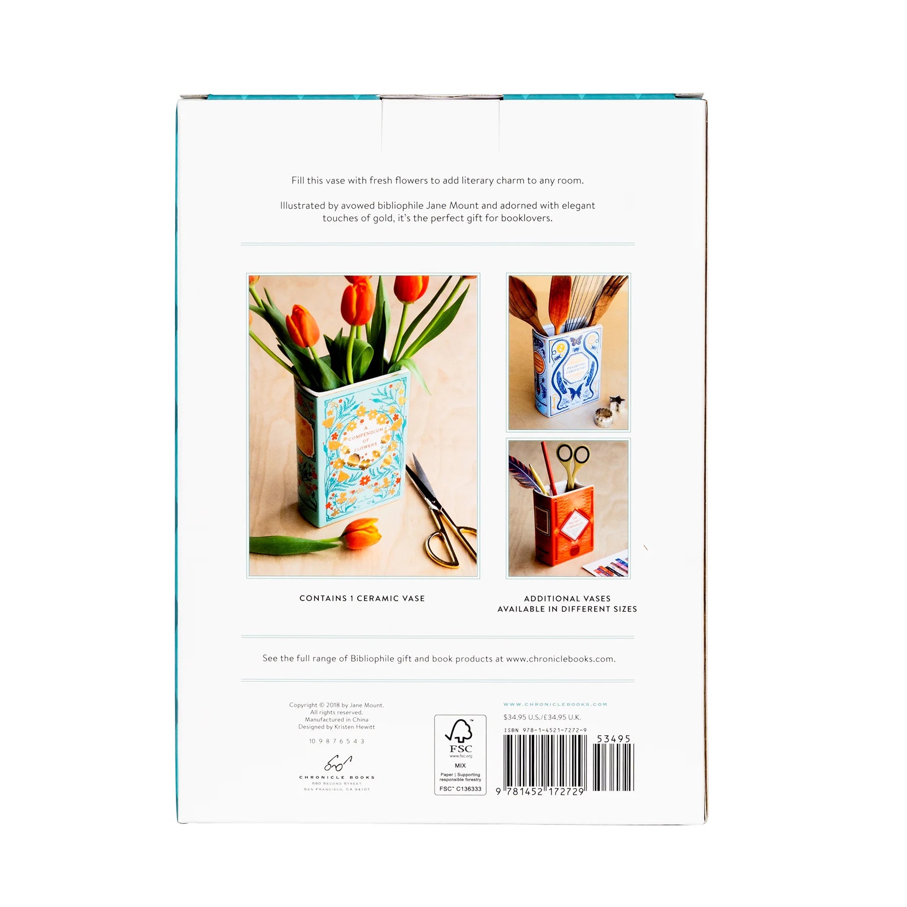 Compendium of Flowers Ceramic Book Vase