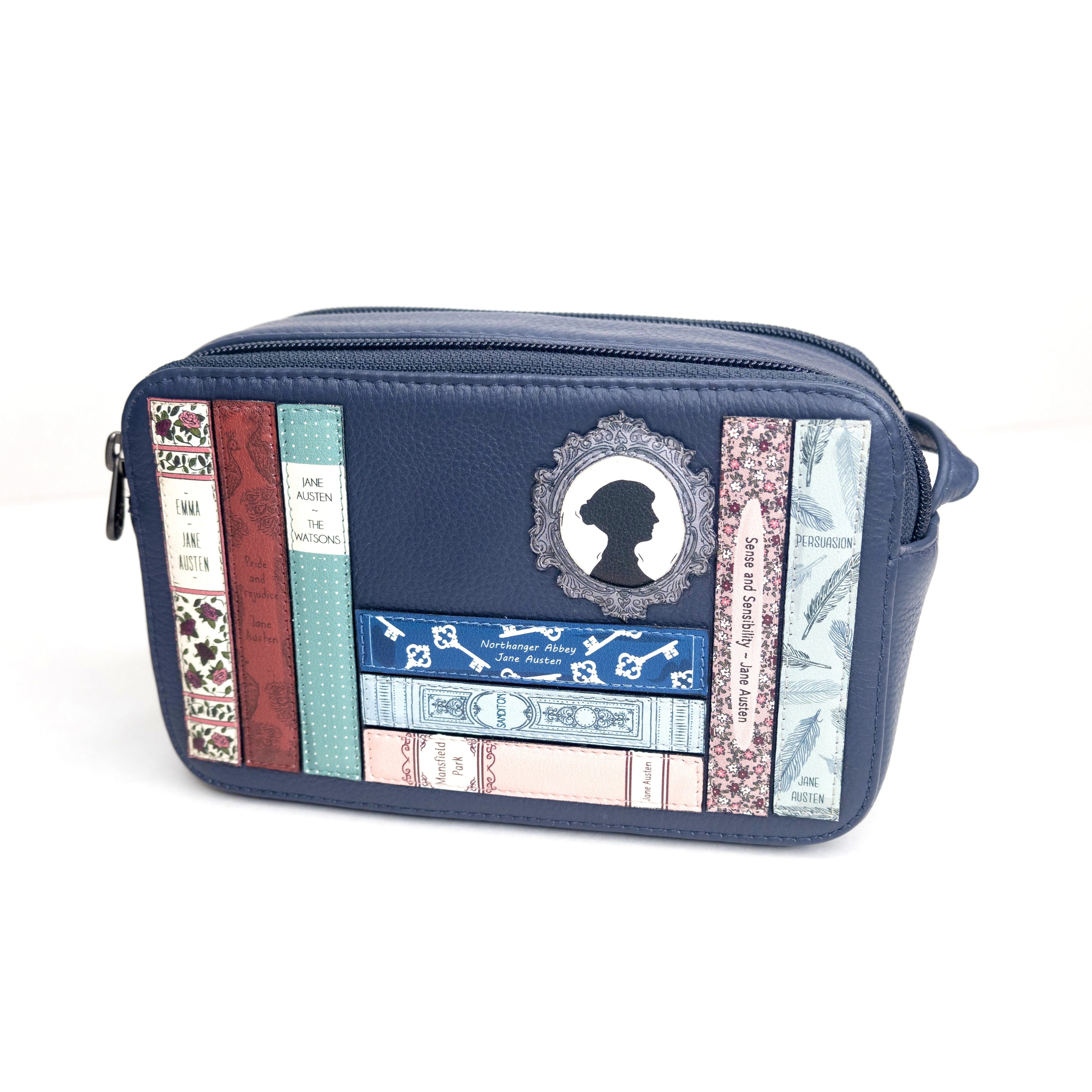 Jane Austen Books Design Mini Cross Body Bag in Navy