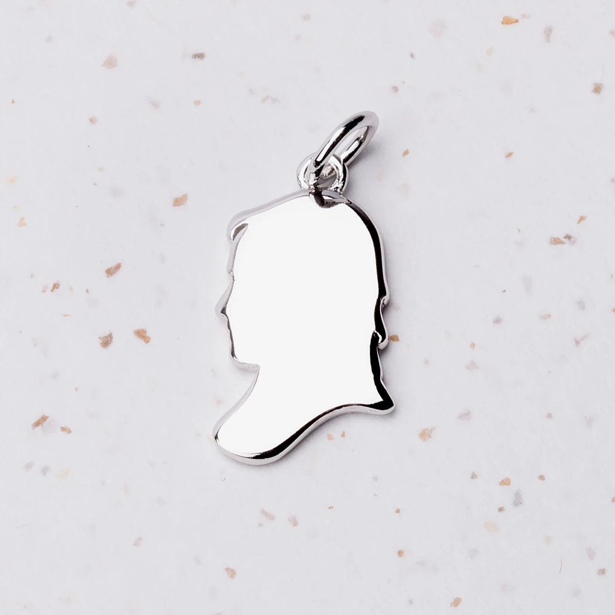 Mr. Darcy Inscribed Silhouette Charm - JaneAusten.co.uk