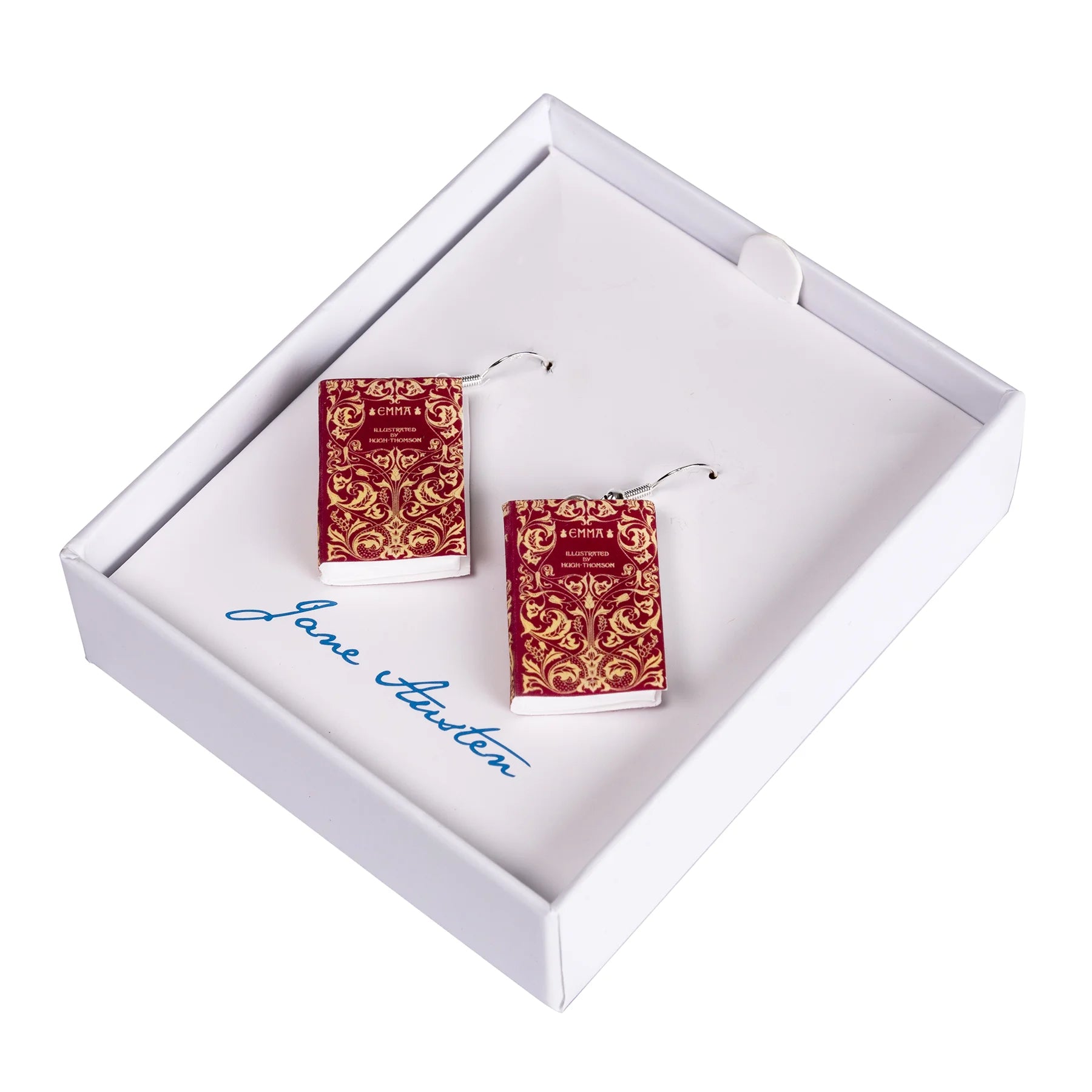 Emma Book Cover Earrings in Silver