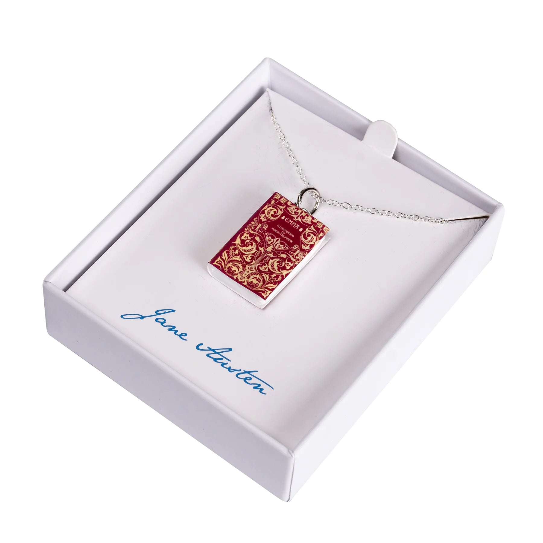 Emma Book Cover Necklace in Silver