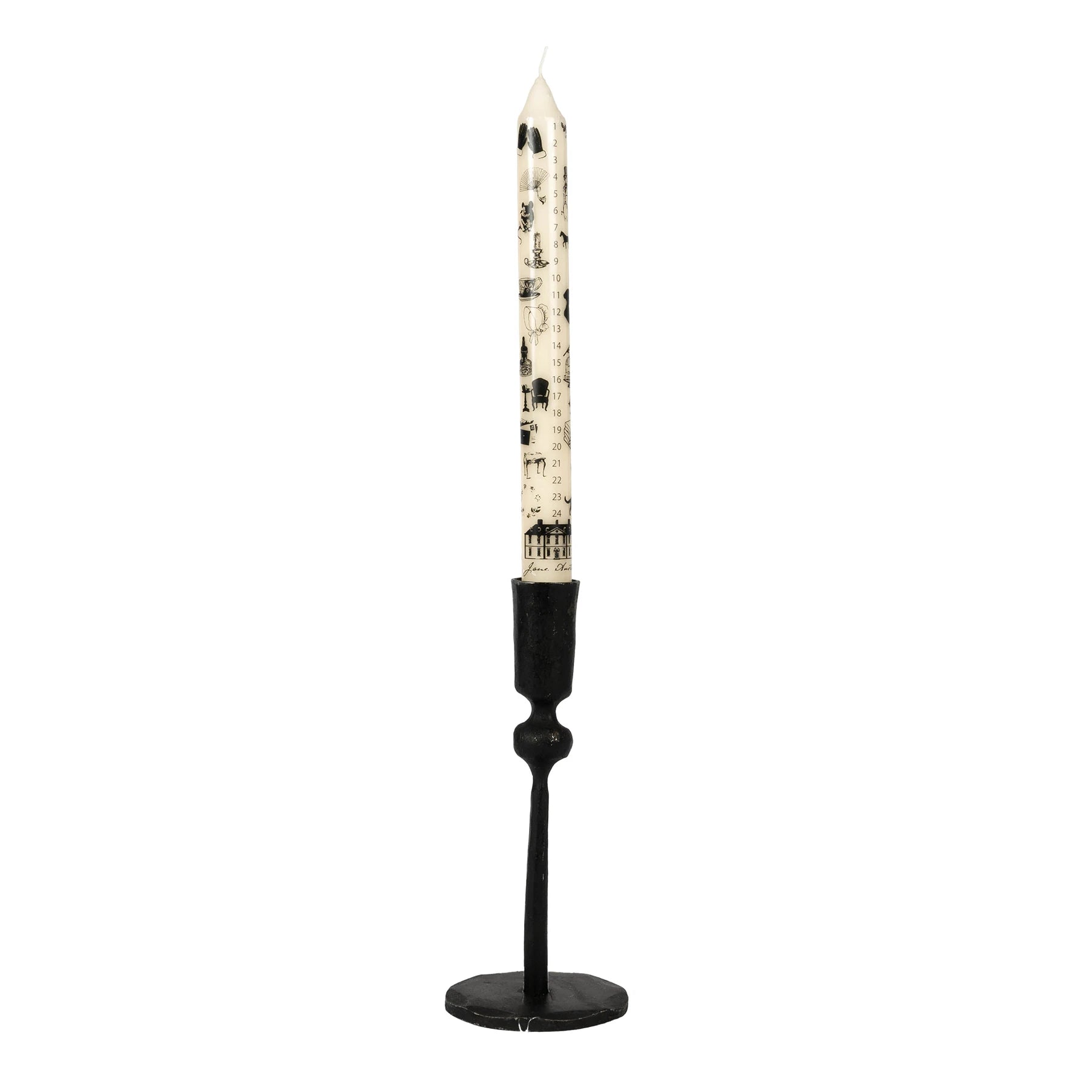 Christmas Advent Candle in a black candle holder