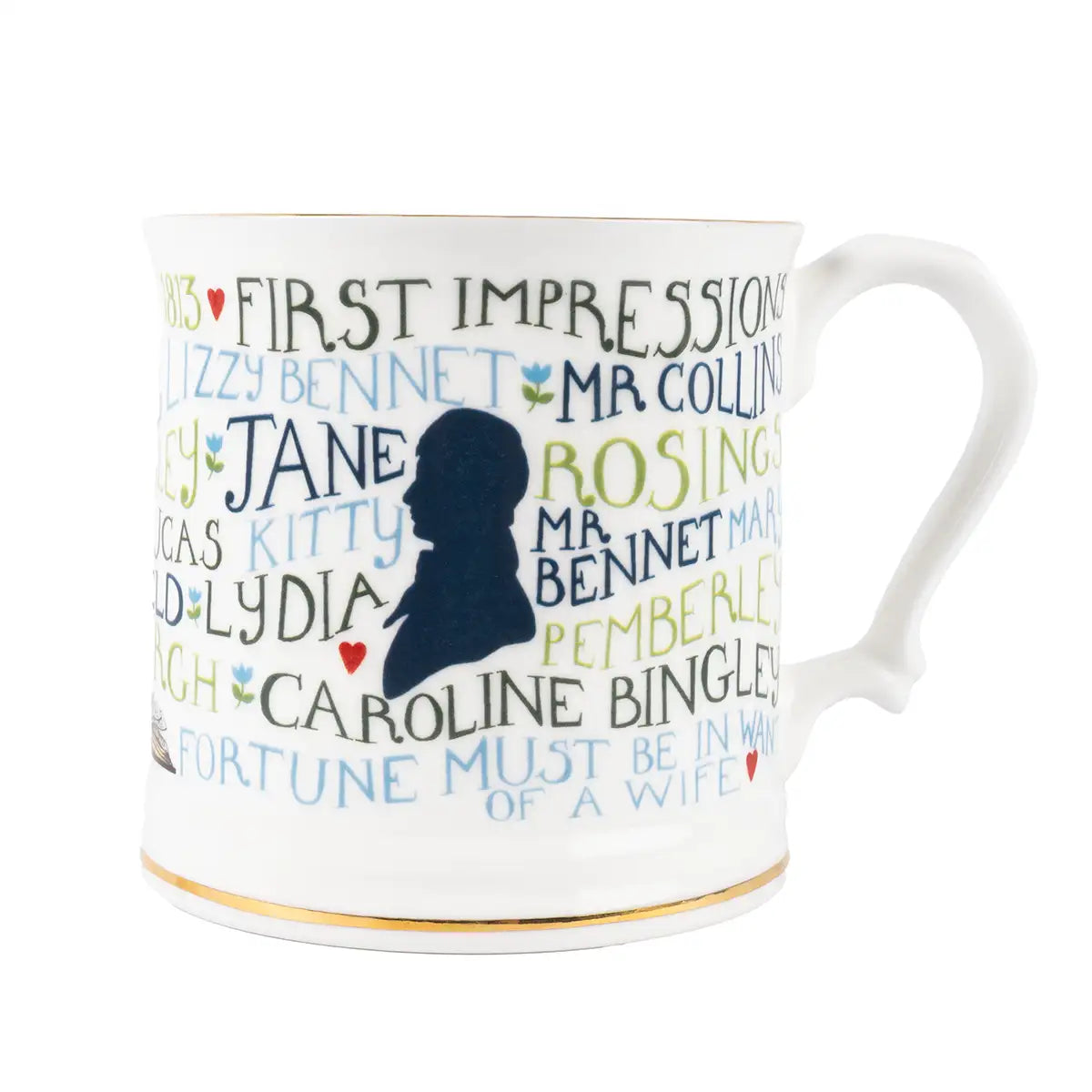 Mug with text and silhouette of a man on a white background