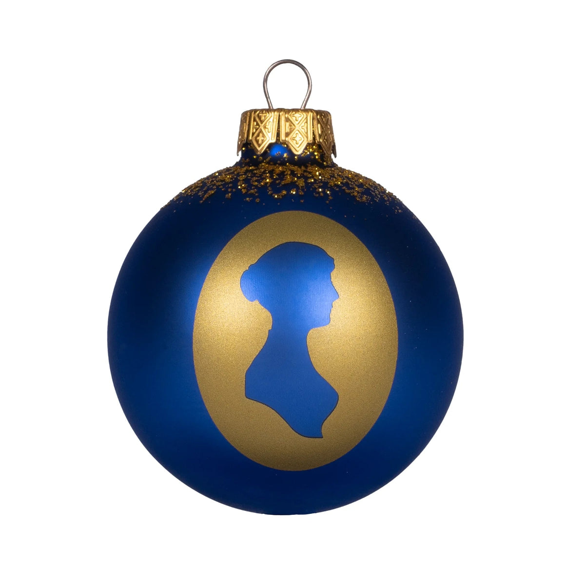 Close up of the silhouette bauble design on a white background.