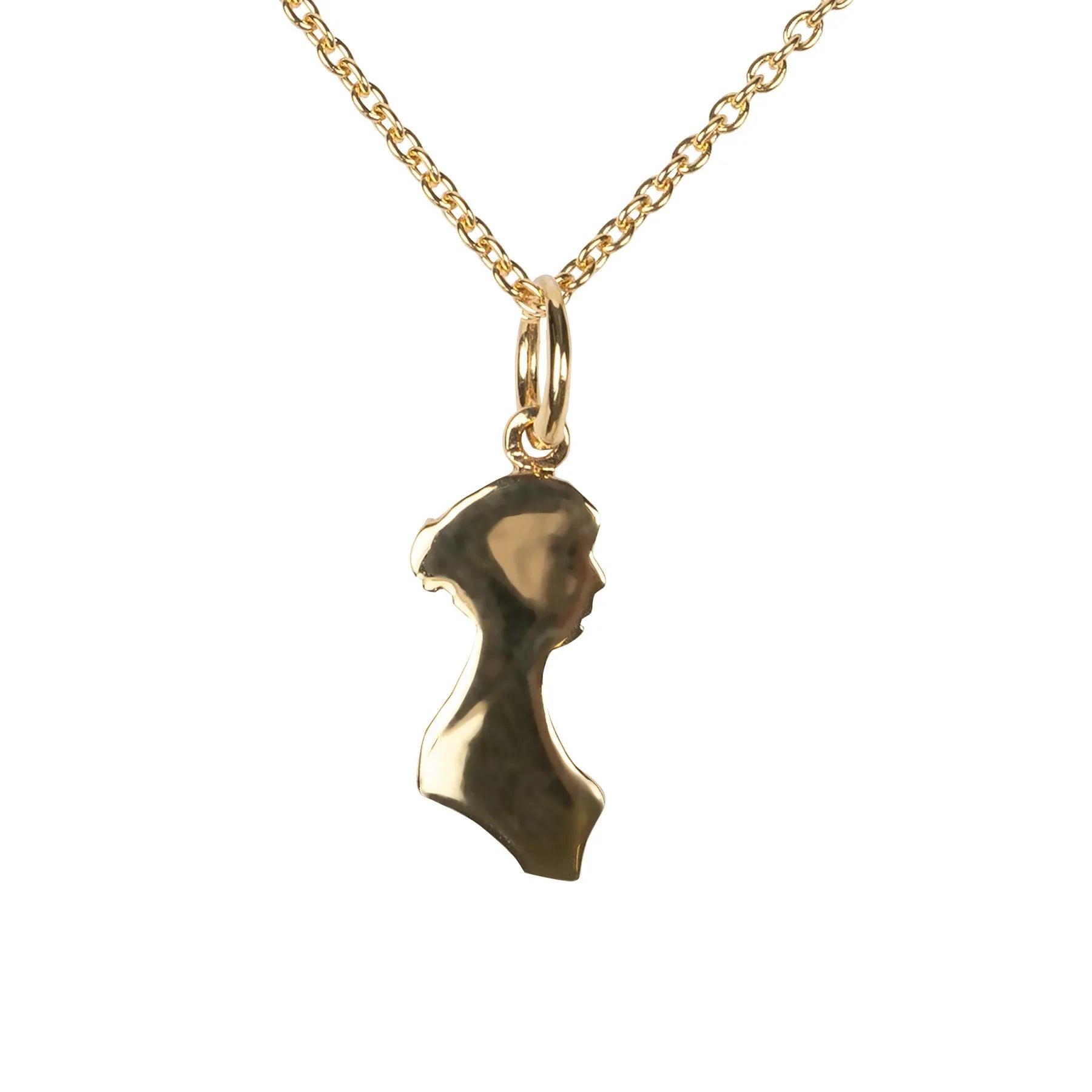 Jane Austen Silhouette hanger ketting in vergulde zilver