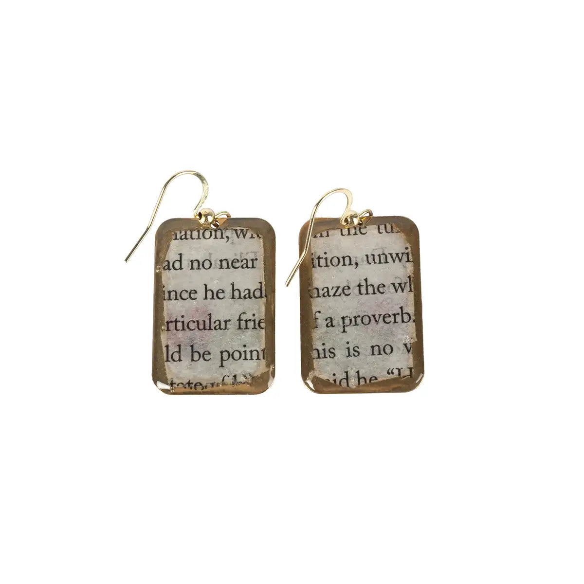 Jane Austen Book Page Fern Earrings