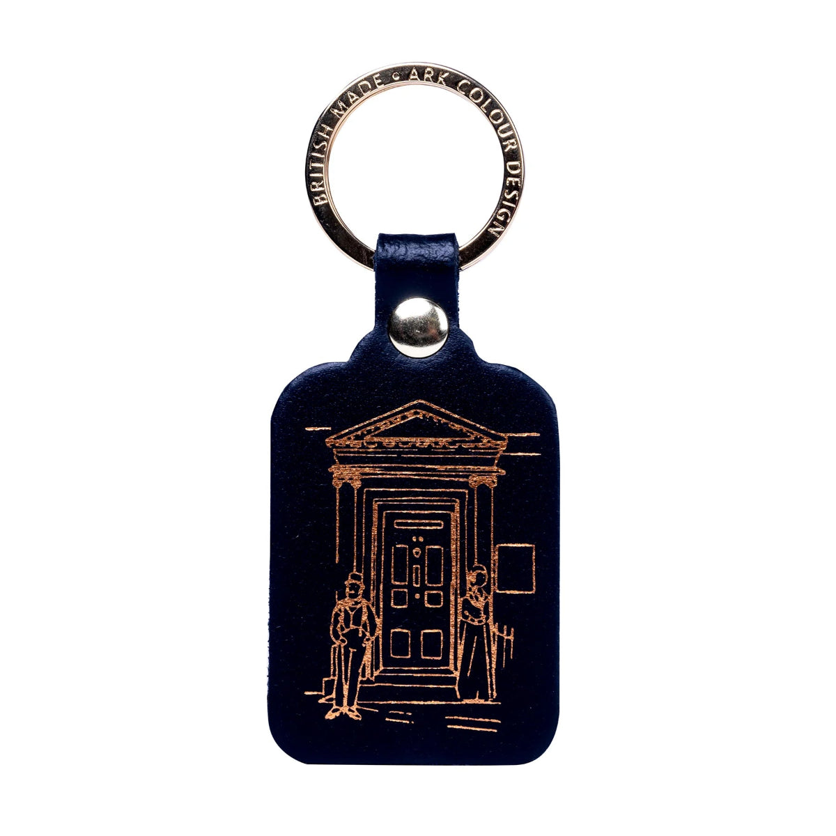 Black Leather Keyring featuring a gold embossed Regency doorway