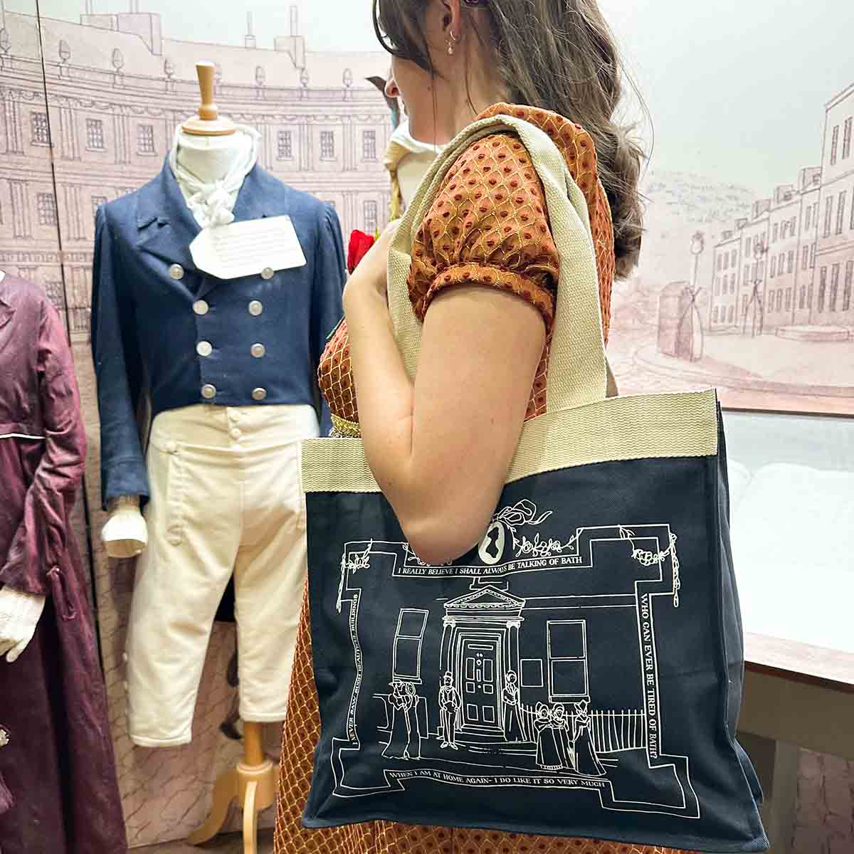 Eco-Friendly Tote Bag on shoulder of woman