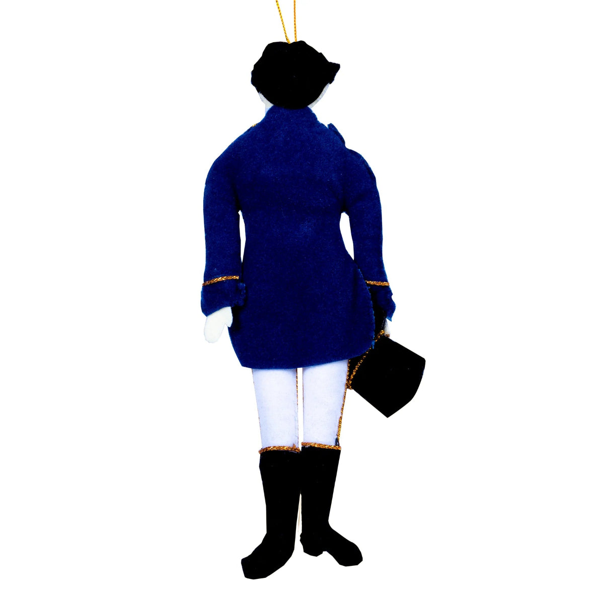 Back view of Mr Darcy doll decoration.