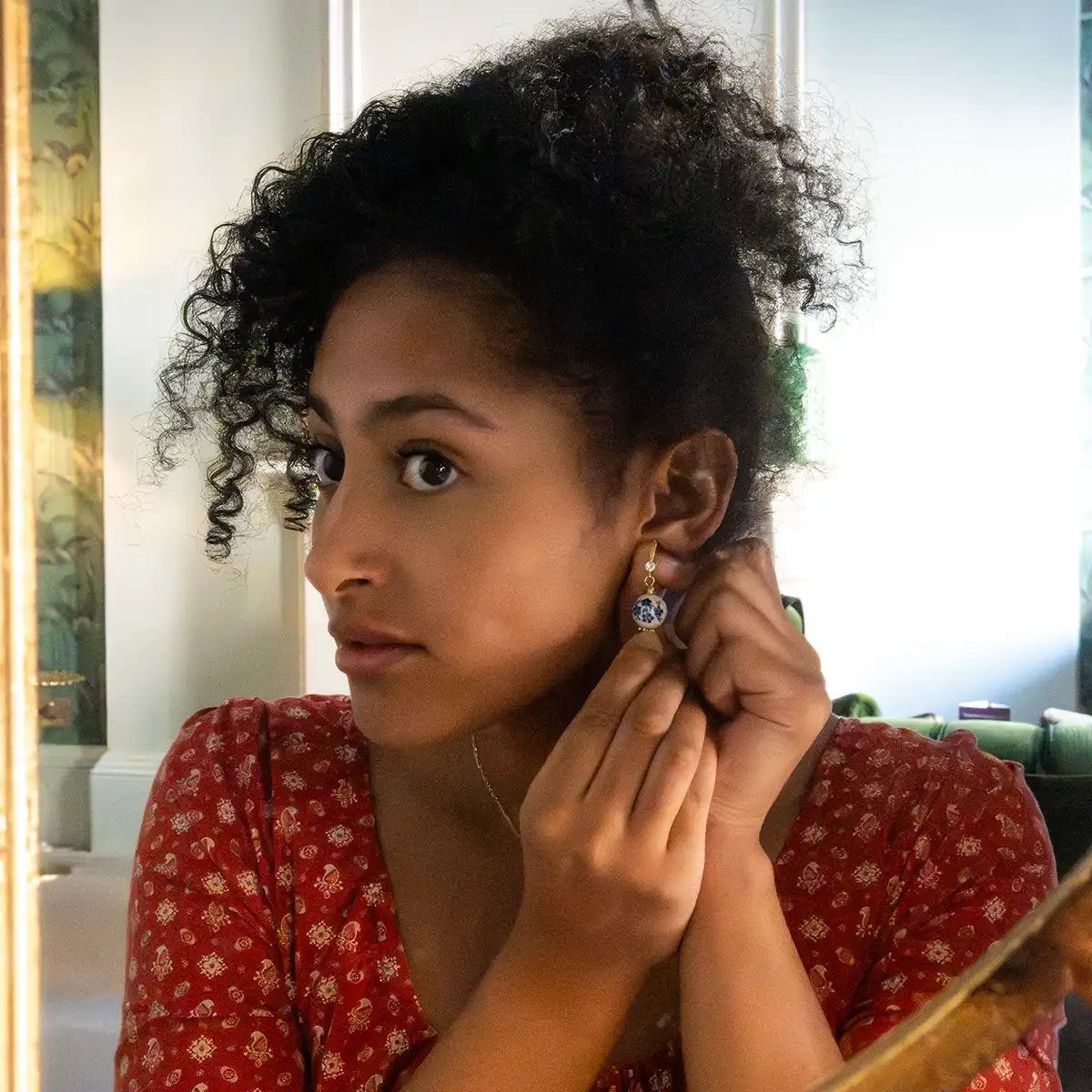 Porcelain Print Hook Earrings