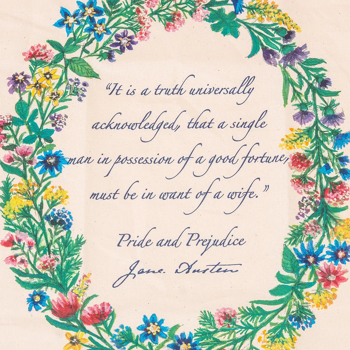 Pride and Prejudice Floral Tea Towel