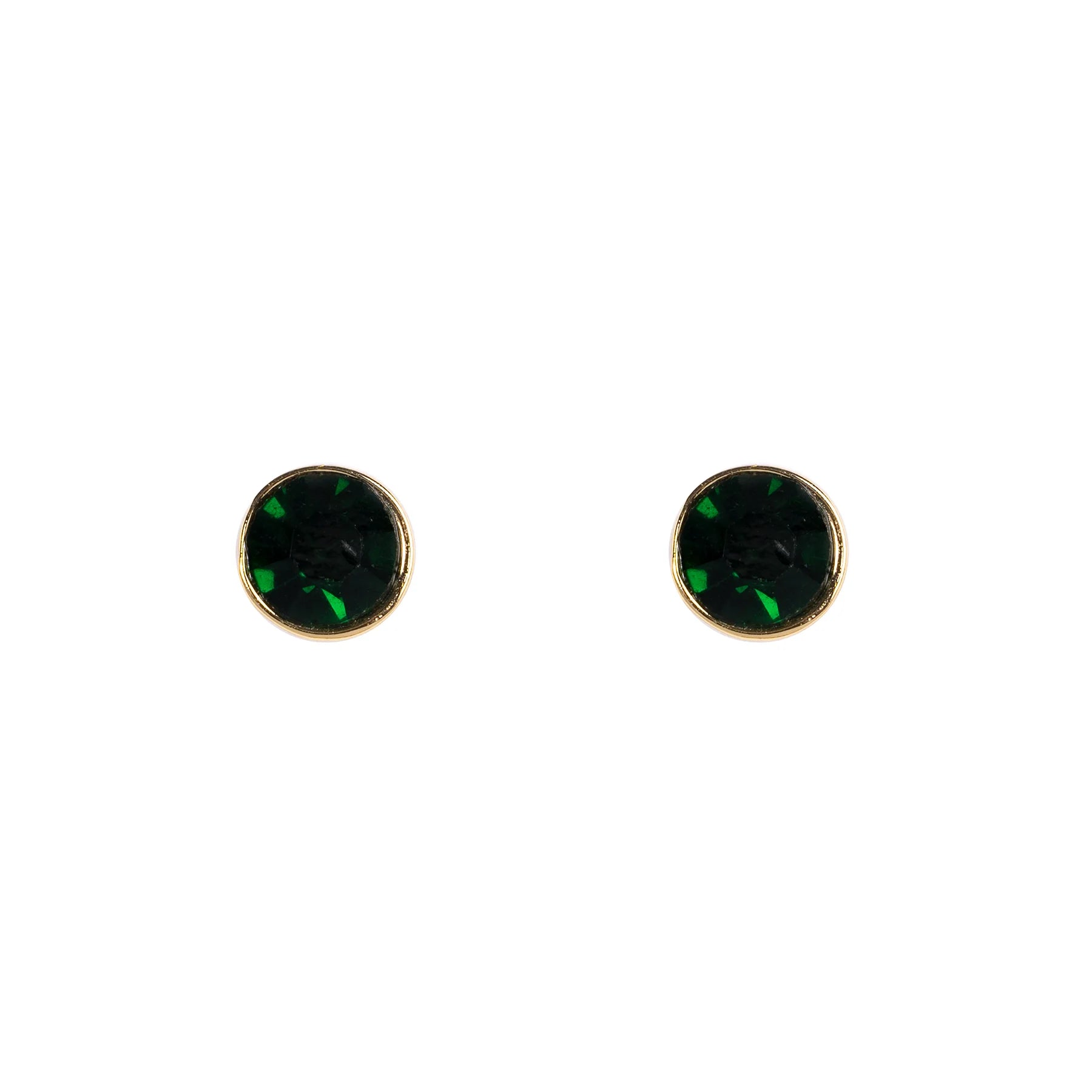 Emerald style stud earrings cubic zirconia encased in gold plate with stud and butterfly fastening.