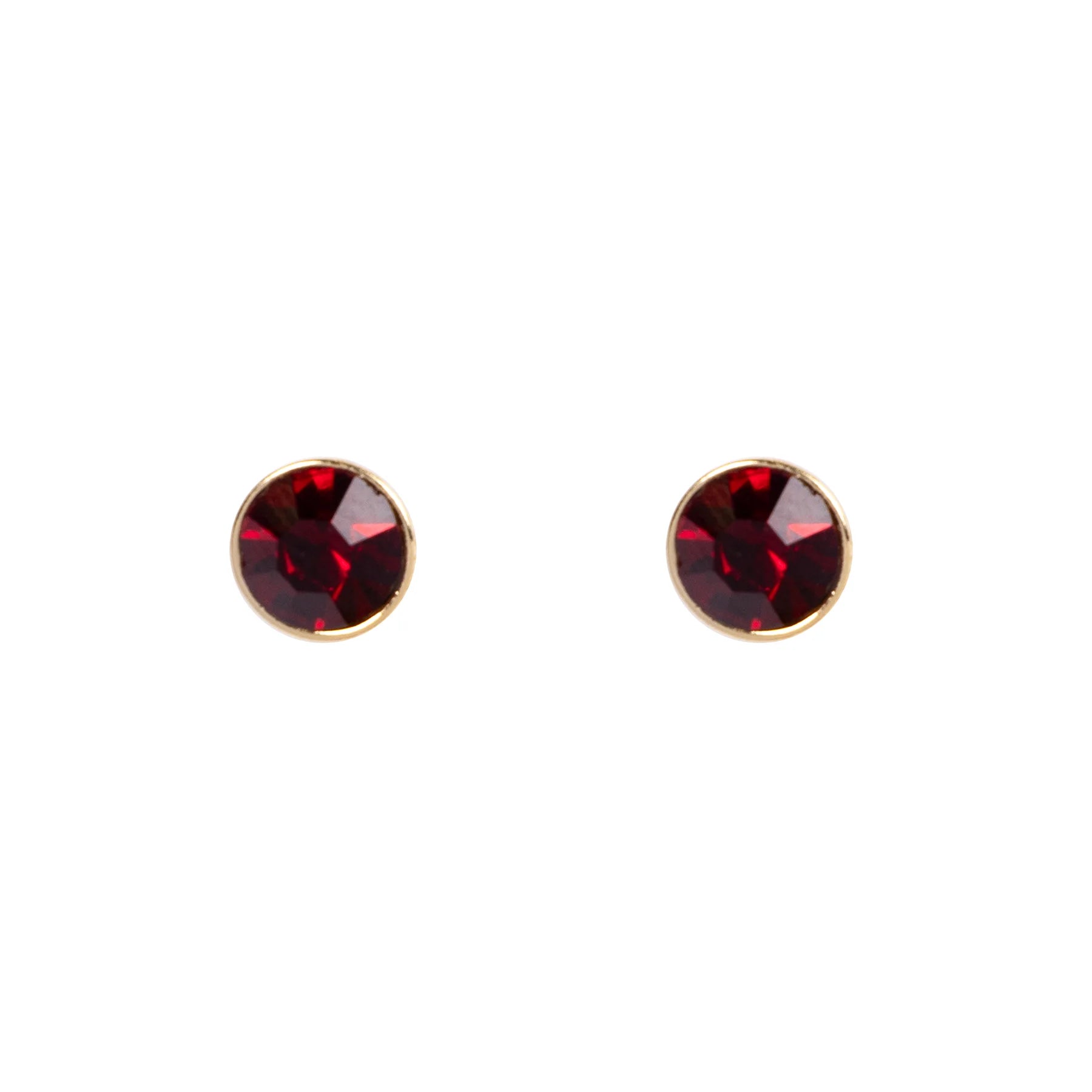 Red garnet style cubic zirconia stud earrings