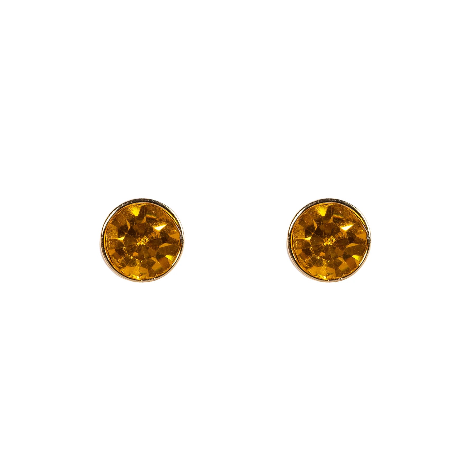 Topaz style stud earring cubic zirconia encased in gold plate with stud and butterfly fastening.