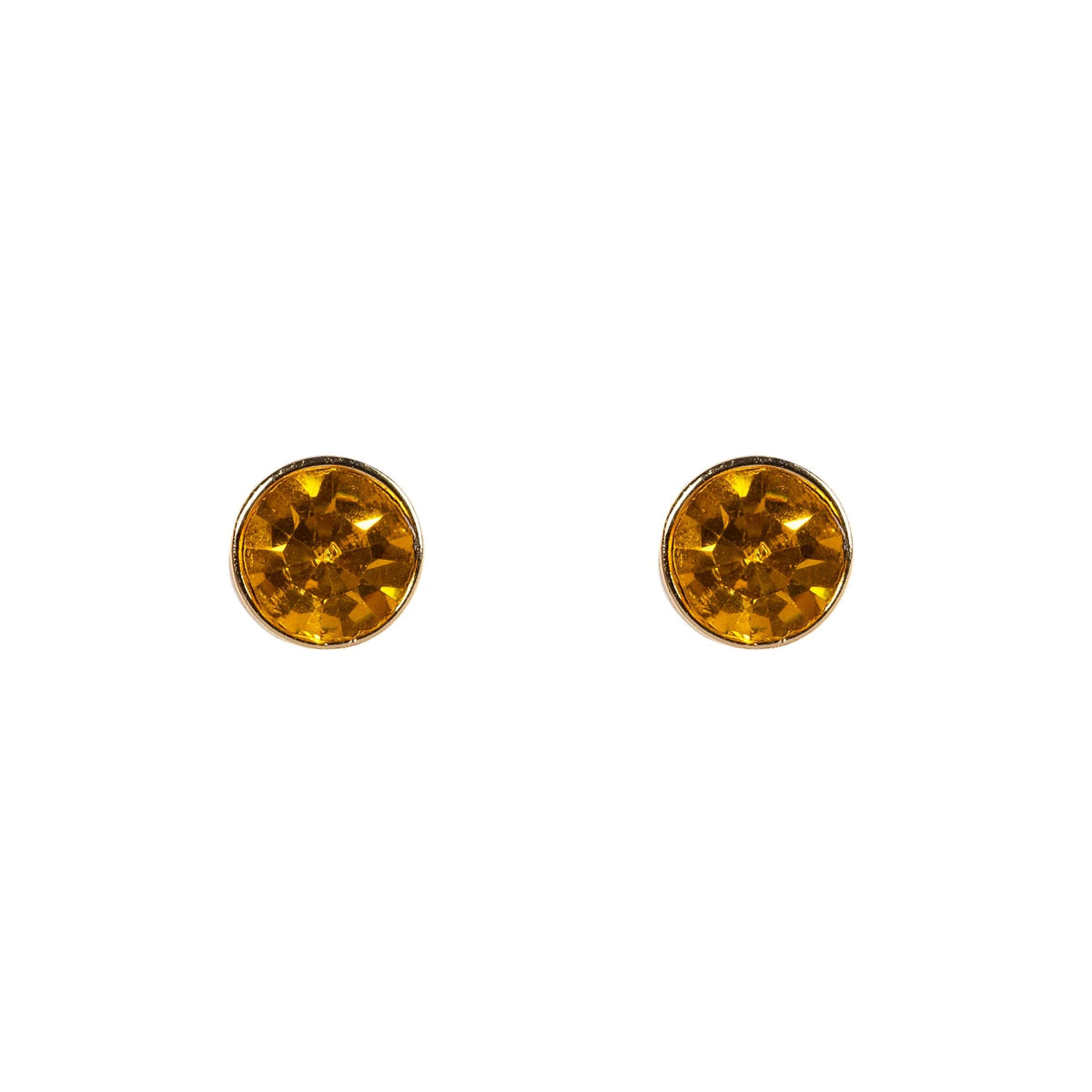 Topaz style stud earring cubic zirconia encased in gold plate with stud and butterfly fastening.