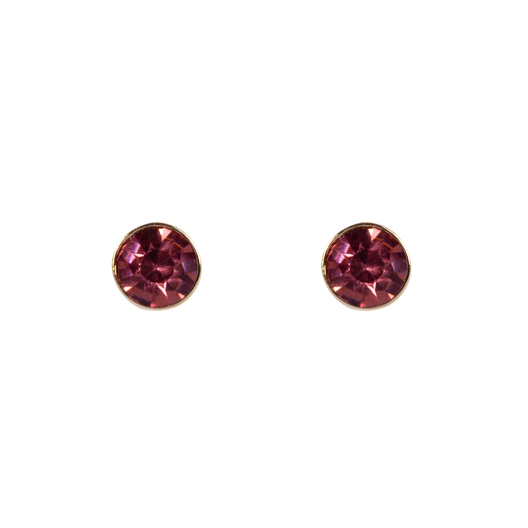 Pink Zircon style stud earring cubic zirconia encased in gold plate with stud and butterfly fastening.