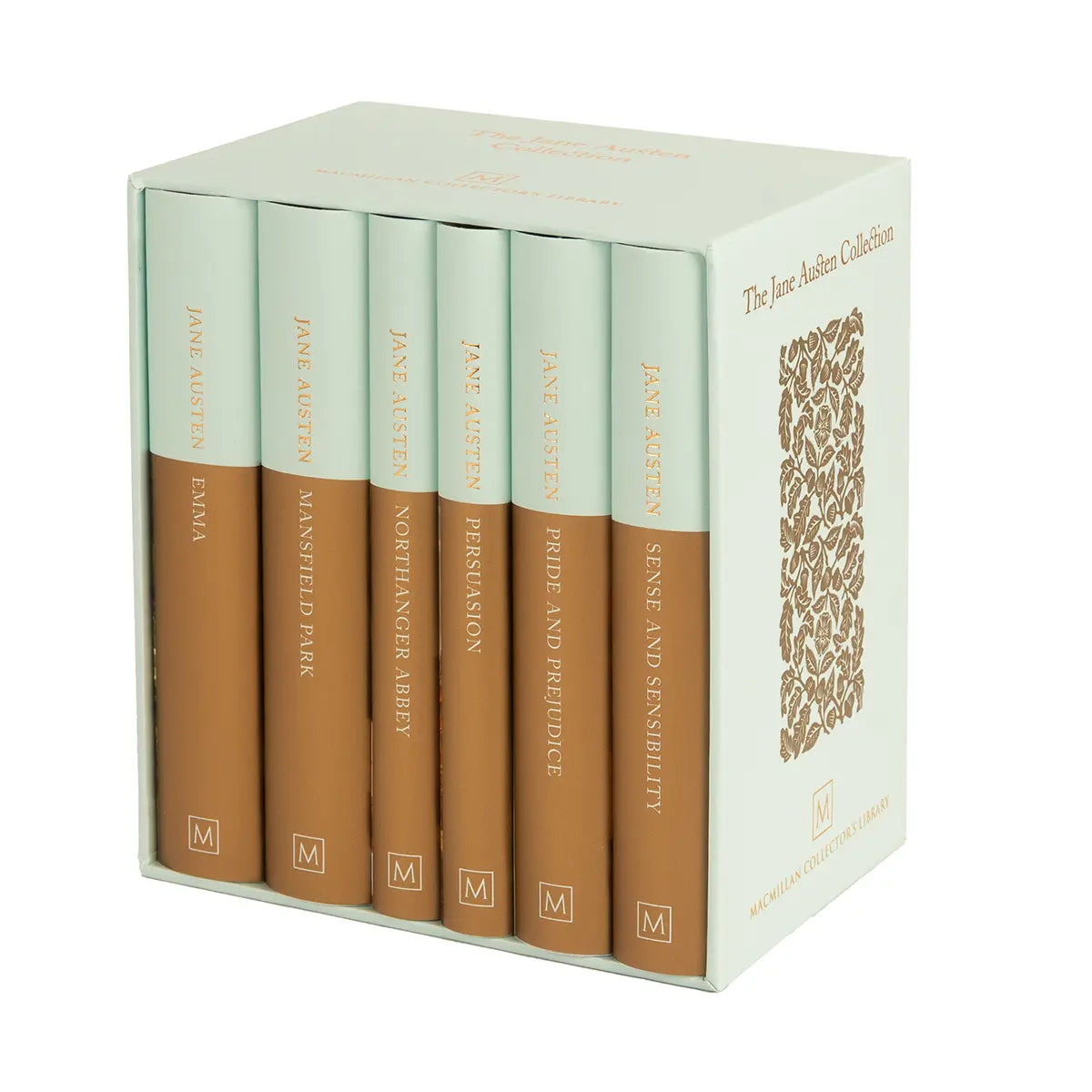 Angled shot of the Jane Austen Collection box set against a white background