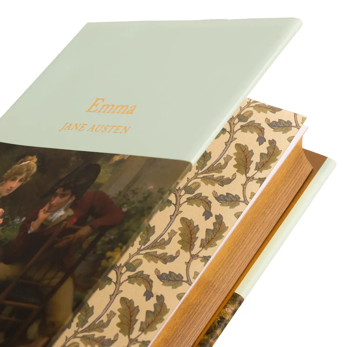 Leafy endpapers inside the Jane Austen Collection copy of Emma by Jane Austen