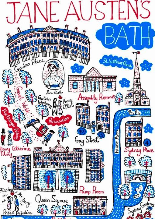 Jane Austen's 'Bath Cityscape' Tea Towel - JaneAusten.co.uk
