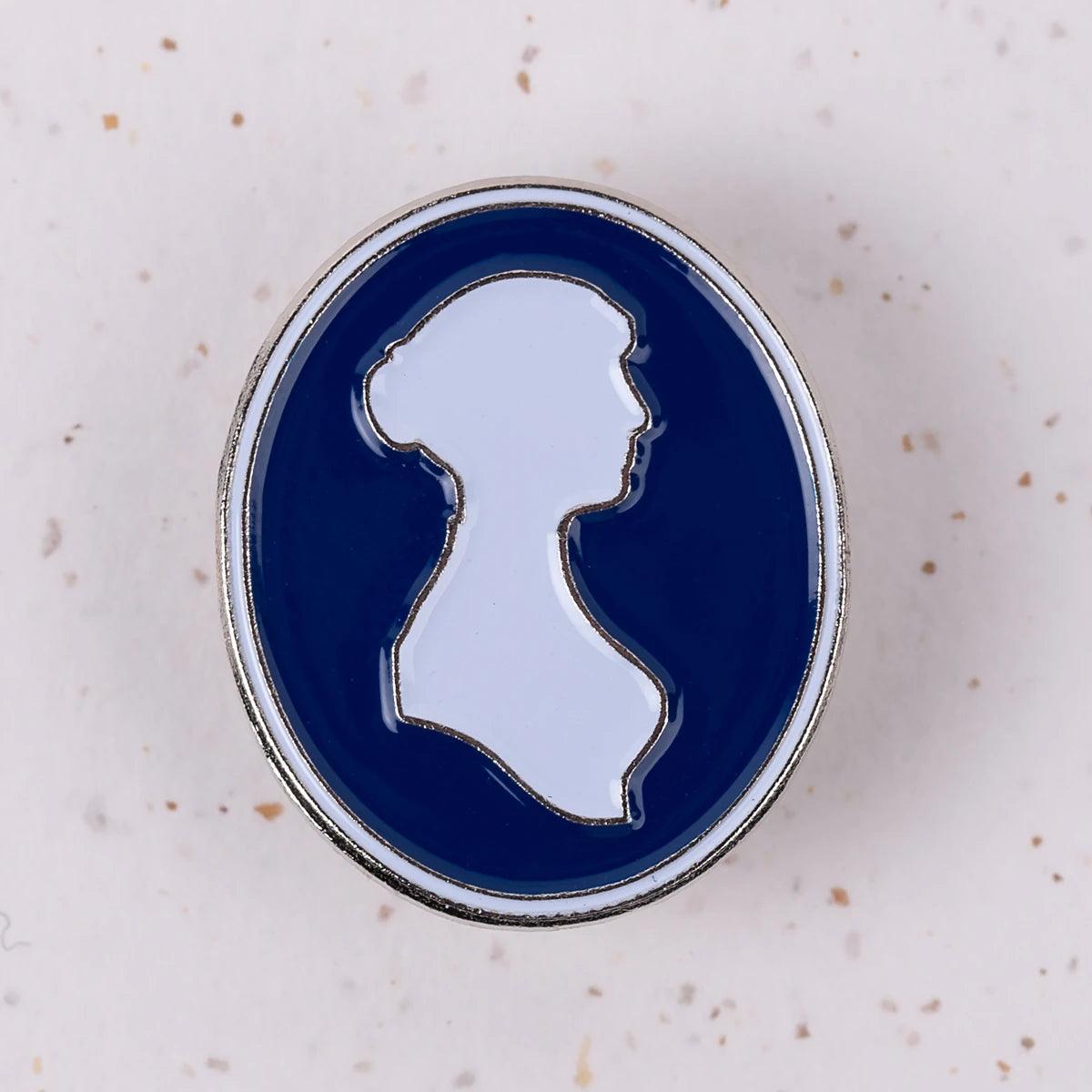 Jane Austen Silver Silhouette Badge - JaneAusten.co.uk