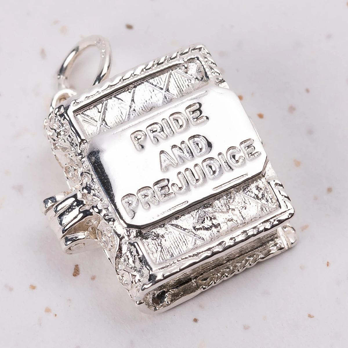 Pride and Prejudice Silver Book Charm Pendant - JaneAusten.co.uk