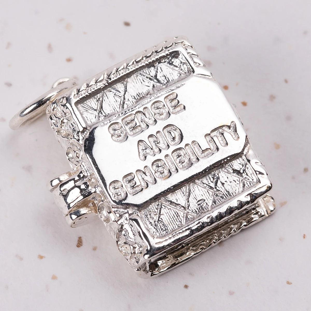 Sense and Sensibility Silver Book Charm Pendant - JaneAusten.co.uk