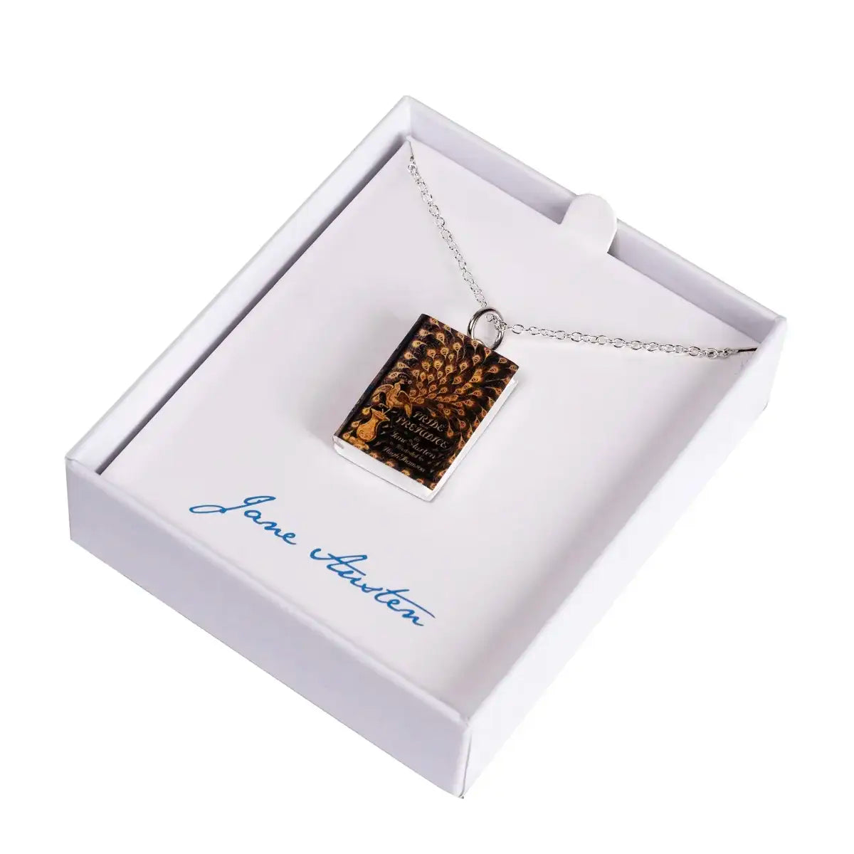 book page necklace in box