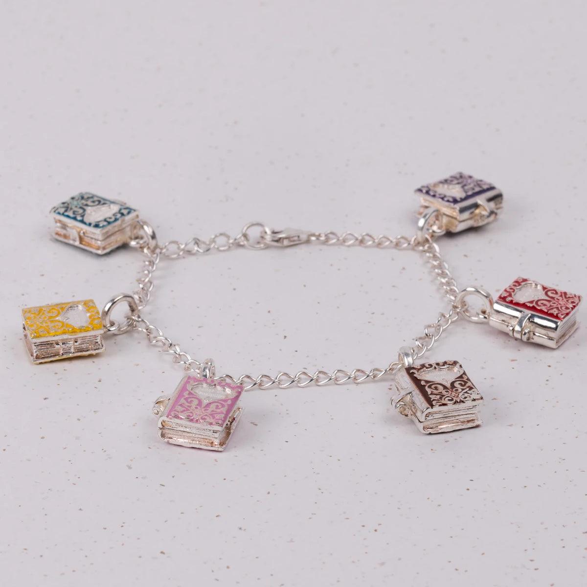 Jane Austen Six Sterling Silver and Enamel Novels Charm Bracelet | Exclusive Collection - JaneAusten.co.uk