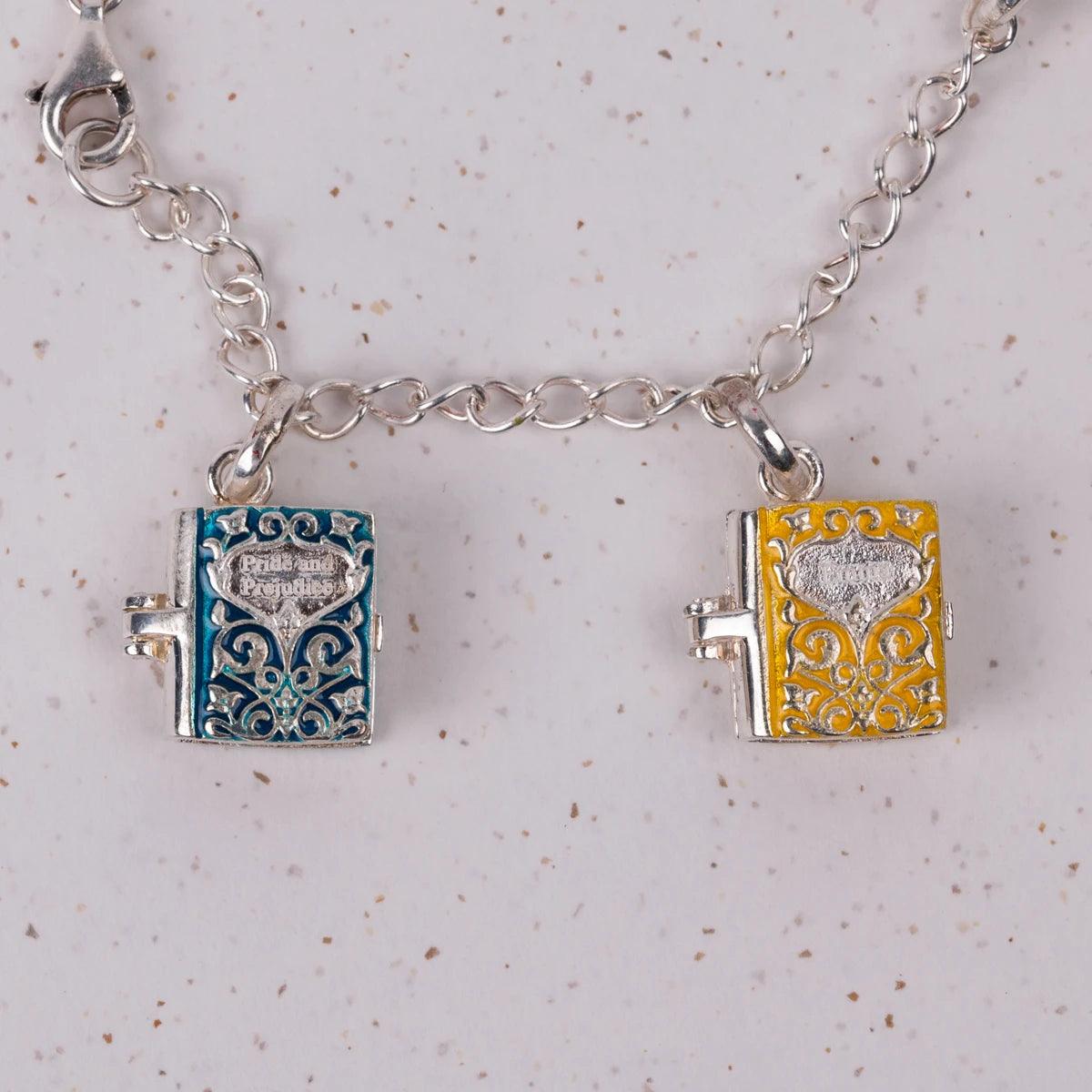 Jane Austen Six Sterling Silver and Enamel Novels Charm Bracelet | Exclusive Collection - JaneAusten.co.uk