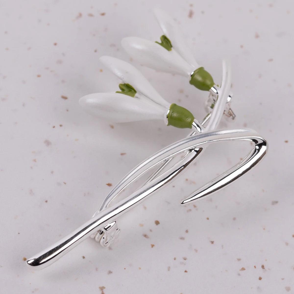 Pemberley Handcrafted Snowdrop Brooch - JaneAusten.co.uk