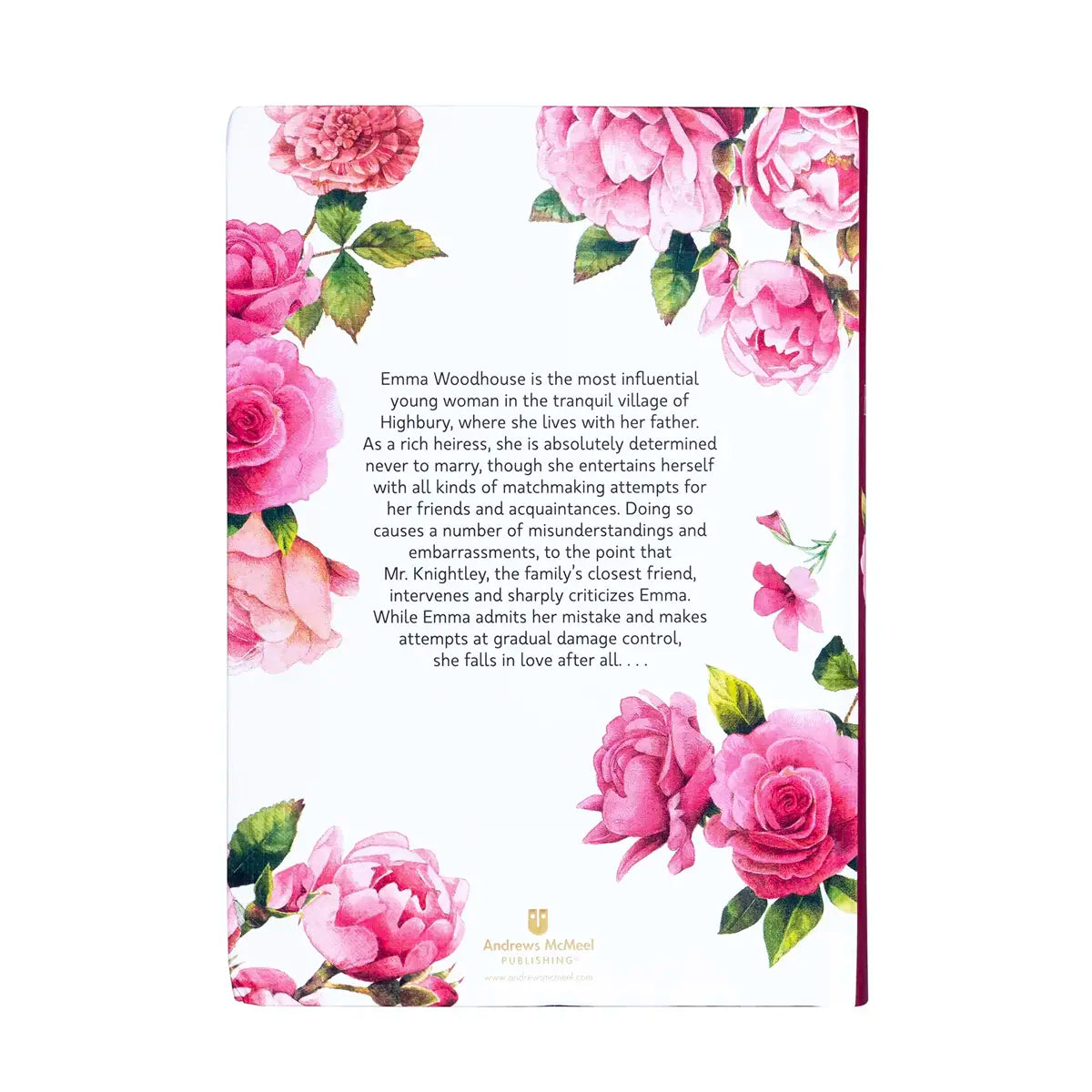 back cover of emma illustrated edition book by andrews mcmeel publishing with blurg against white background