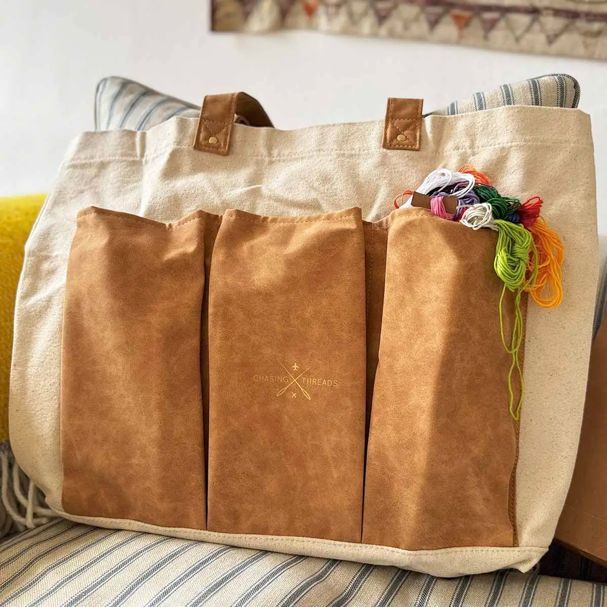 tote bag with pockets with wool