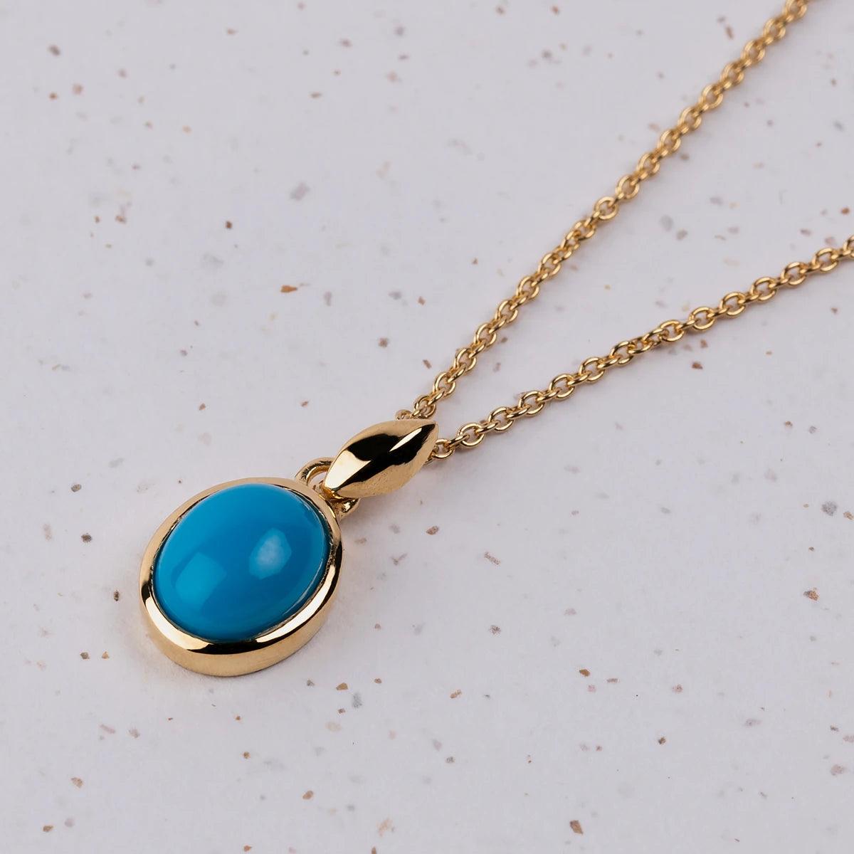 Jane Austen Beautiful Gold and Turquoise Pendant Necklace - JaneAusten.co.uk