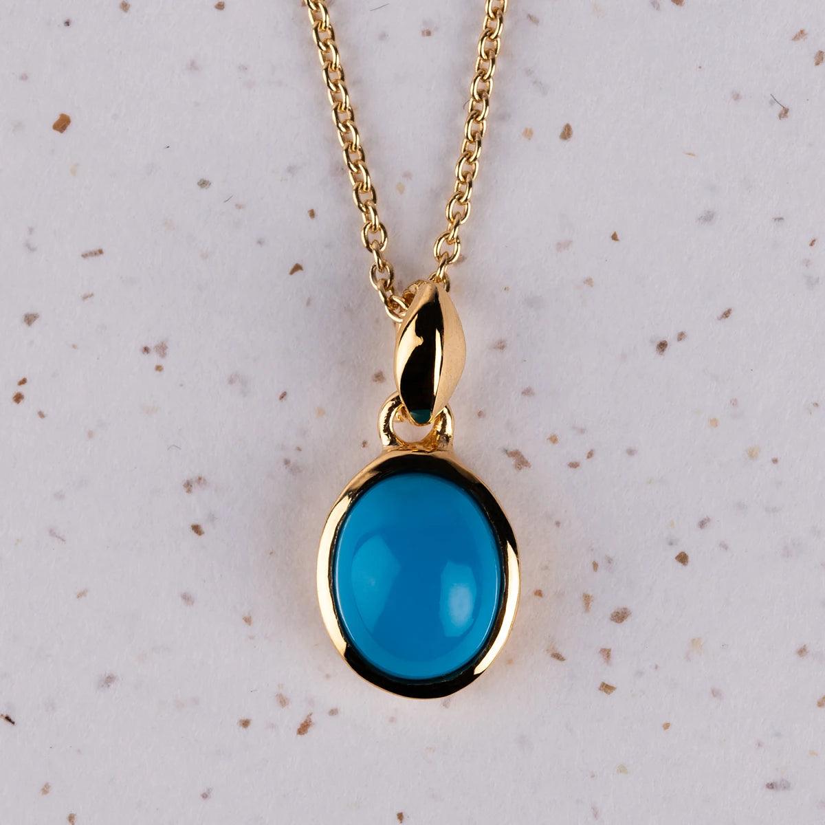 Jane Austen Beautiful Gold and Turquoise Pendant Necklace - JaneAusten.co.uk