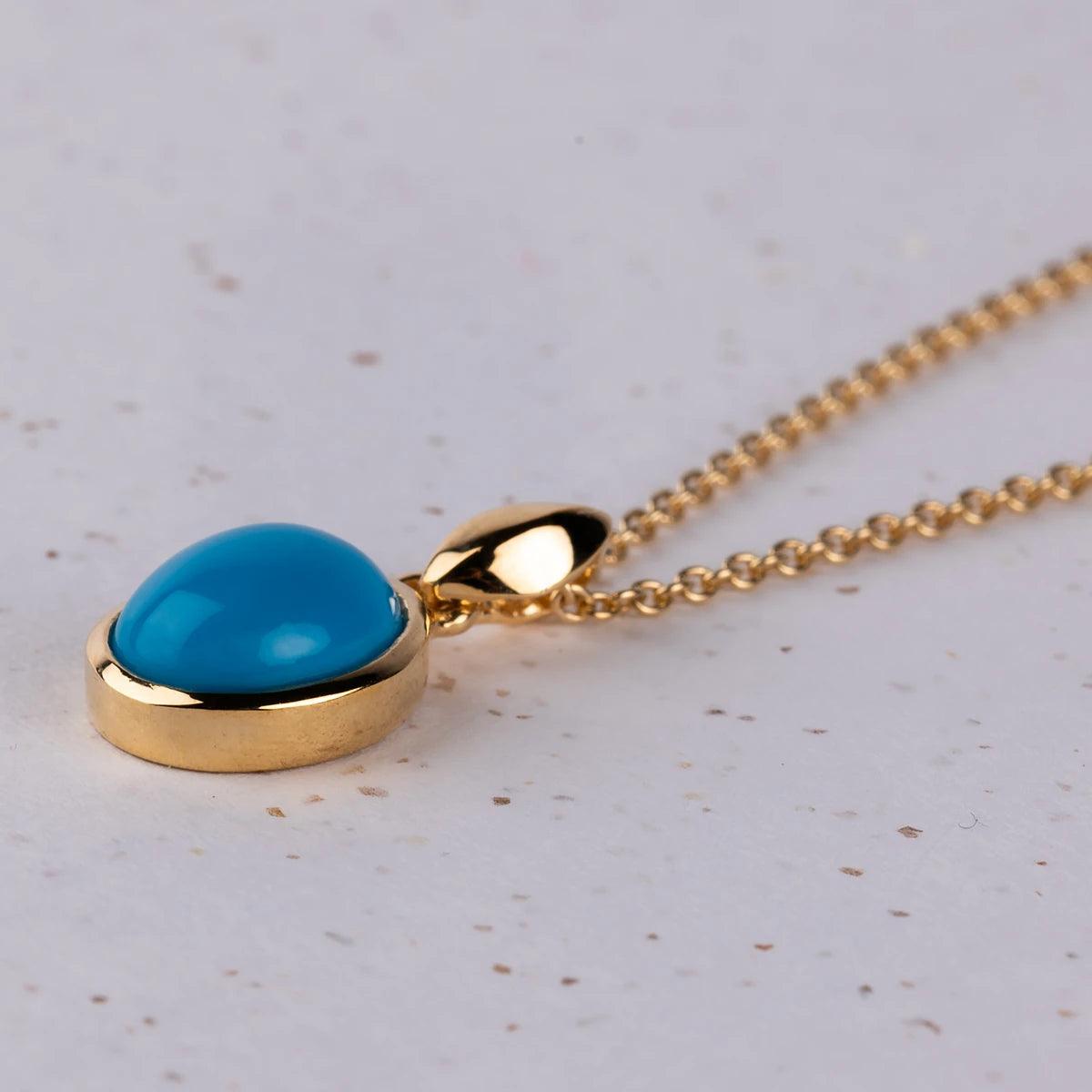 Jane Austen Beautiful Gold and Turquoise Pendant Necklace - JaneAusten.co.uk