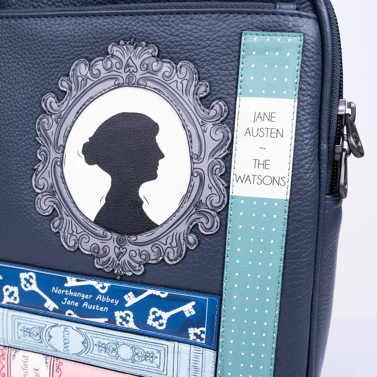 Featuring the beautiful spines of Jane Austen's iconic books this durable back pack is perfect for everyday wear. 