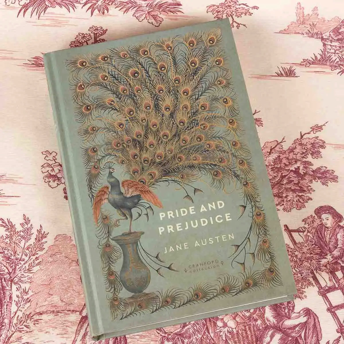 pride and prejudice hardback against red and cream background