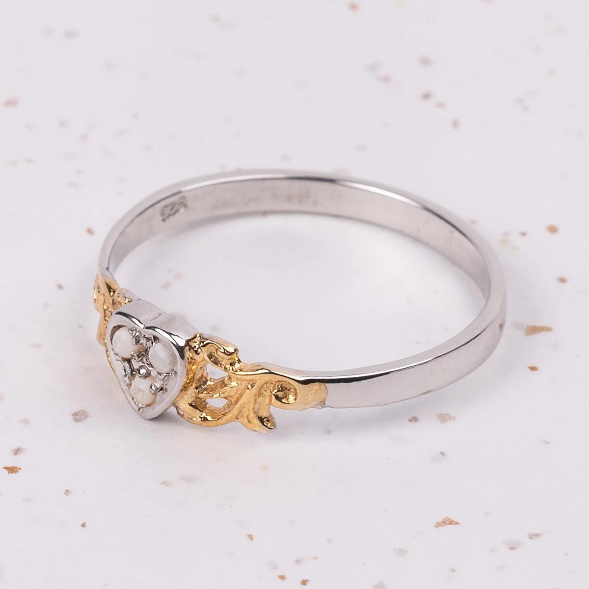 Regency Heart Ring - Silver and Freshwater Pearls - JaneAusten.co.uk