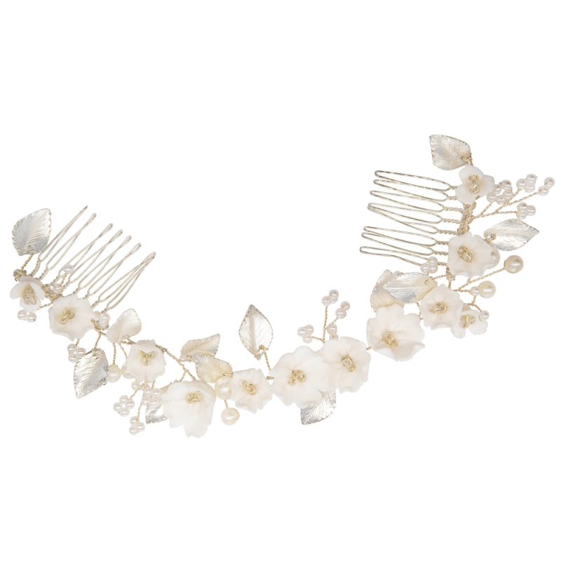 Netherfield Ball Pearl and Flower Hair Comb Accessory