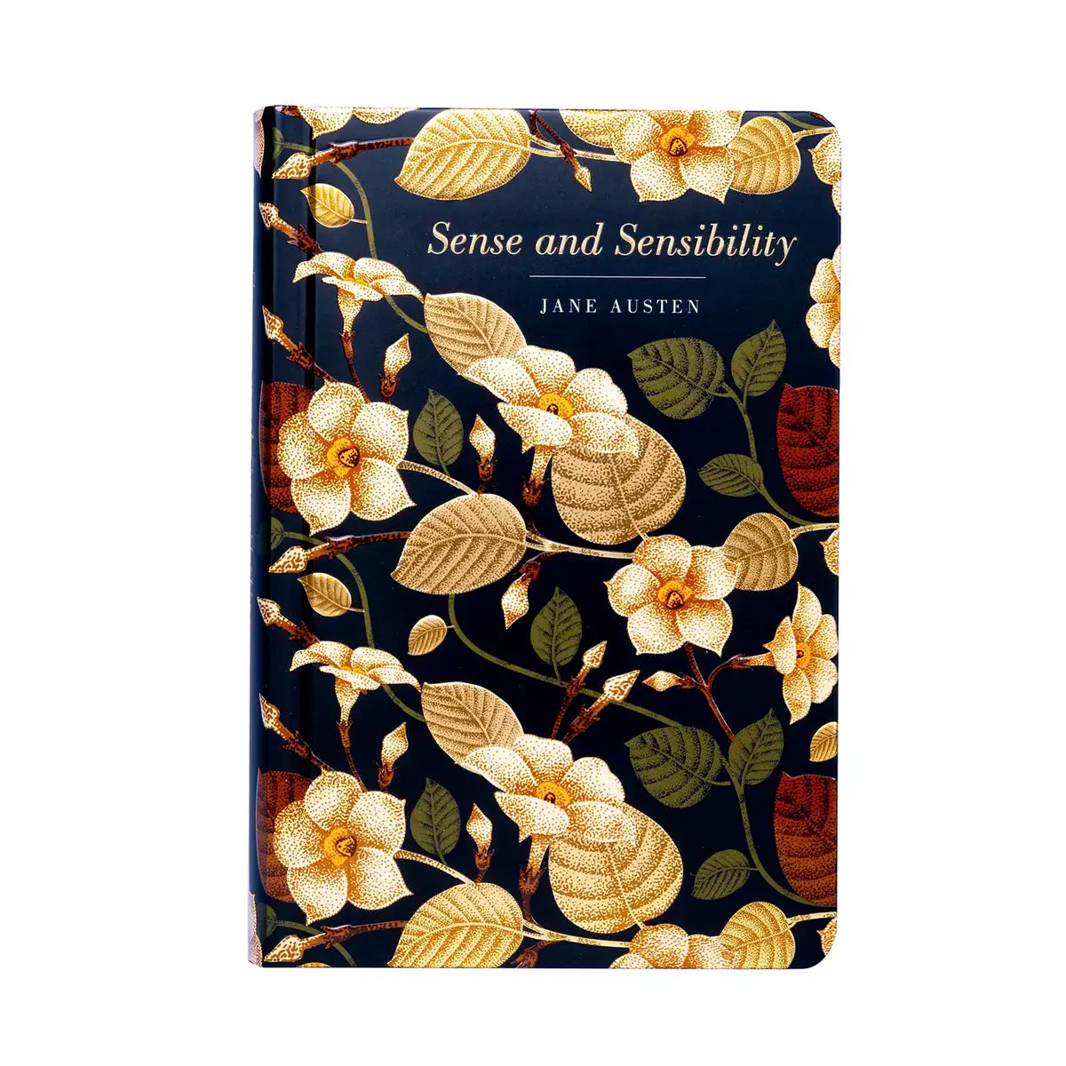 Front cover of luxury edition of sense and sensibility by jane austen featuring flowers and leaves
