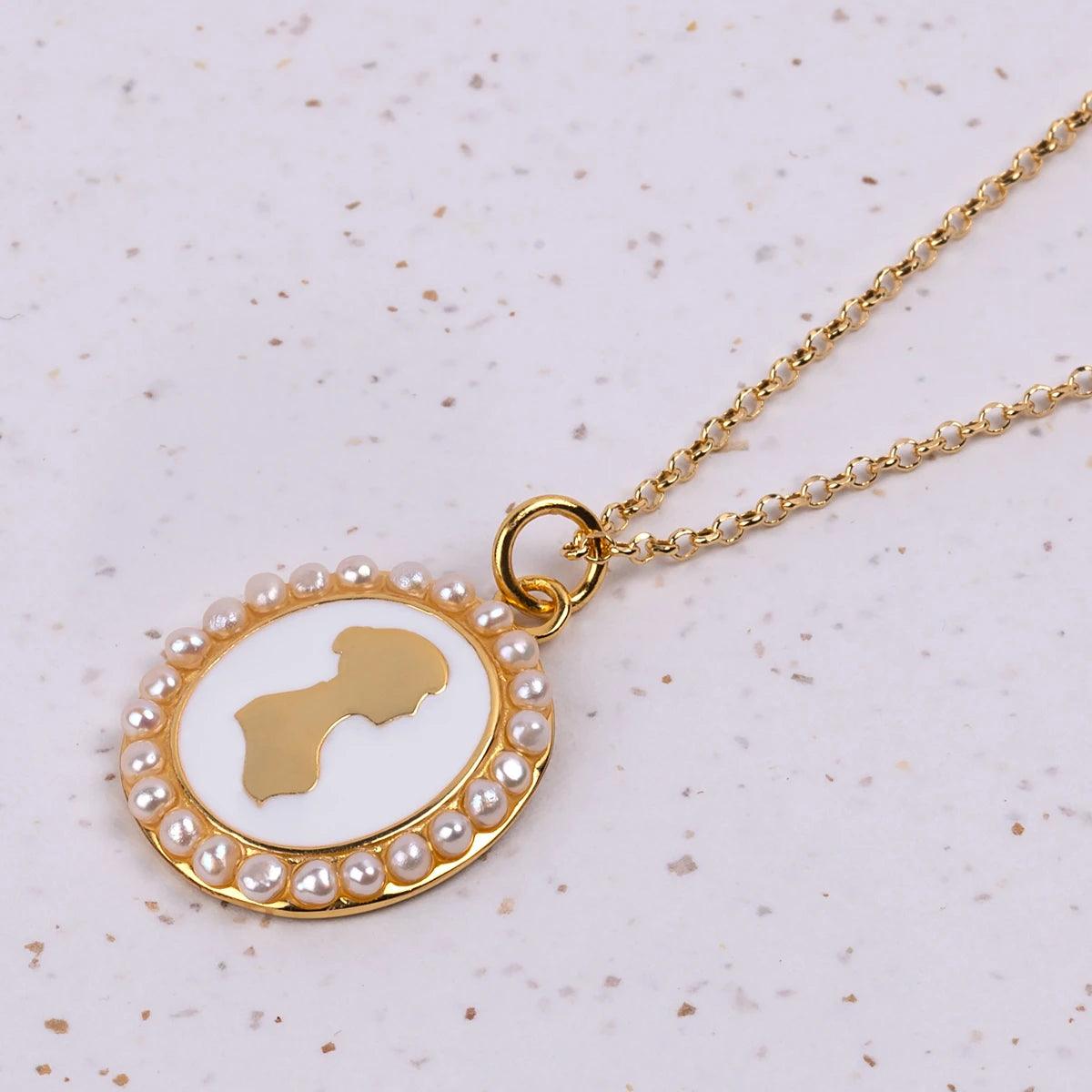 Jane Austen Pearl Silhouette Necklace - JaneAusten.co.uk