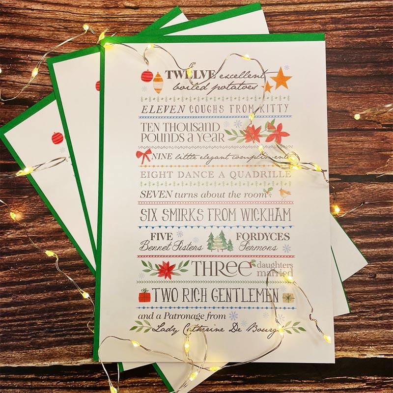 Jane Austen Christmas Cards - 12 Days Of Christmas