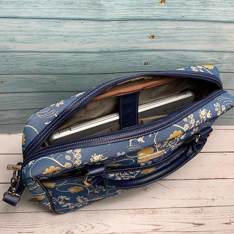Jane Austen Blue Oak Laptop Bag - JaneAusten.co.uk